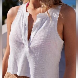 Aerie Sunspun Waffle Cropped Tank Top